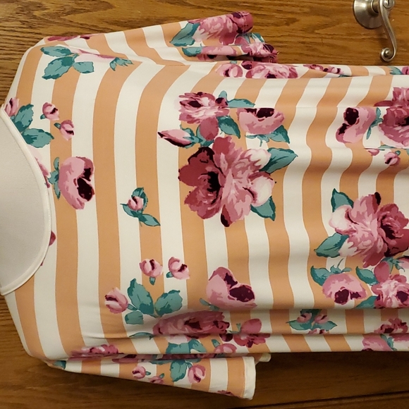 House Brand Mint Pineapple Boutique 1X Stripe Floral Dress with pockets - Picture 2 of 7